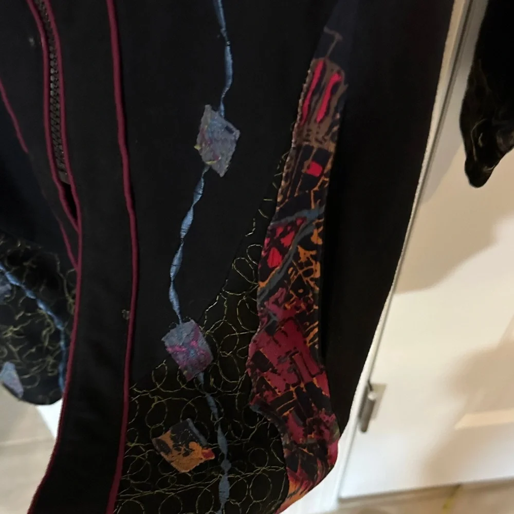 Parsley & Sage Black Jacket with Multicolor Abstract Panels